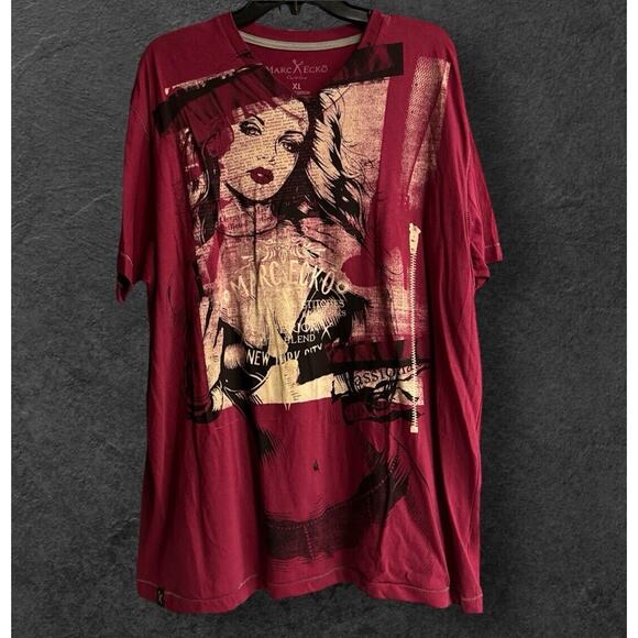 Mark Ecko Other - Marc Mark Ecko T Shirt Men's Size XL Covergirl Vixen Burgundy Tee